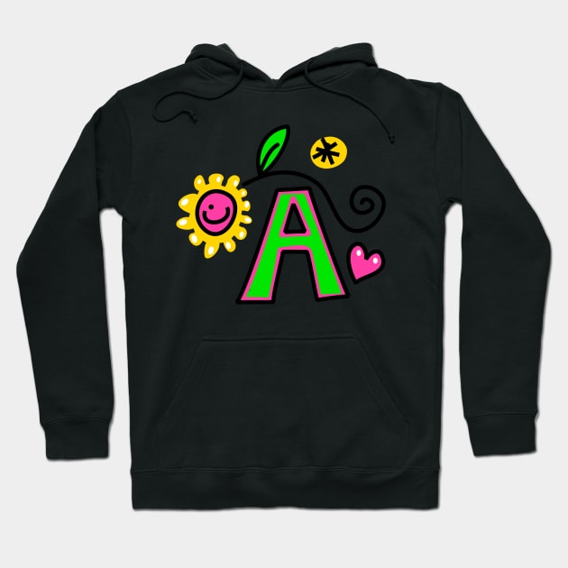 Letter A abc monogram hand drawn colorful alphabet Hoodie by funwithletters